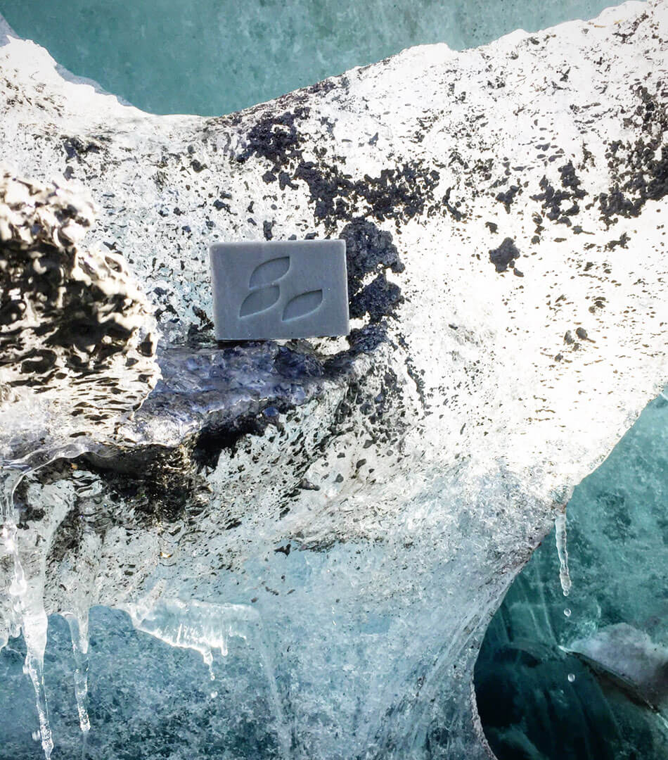 glacial soap bar placed on mountains