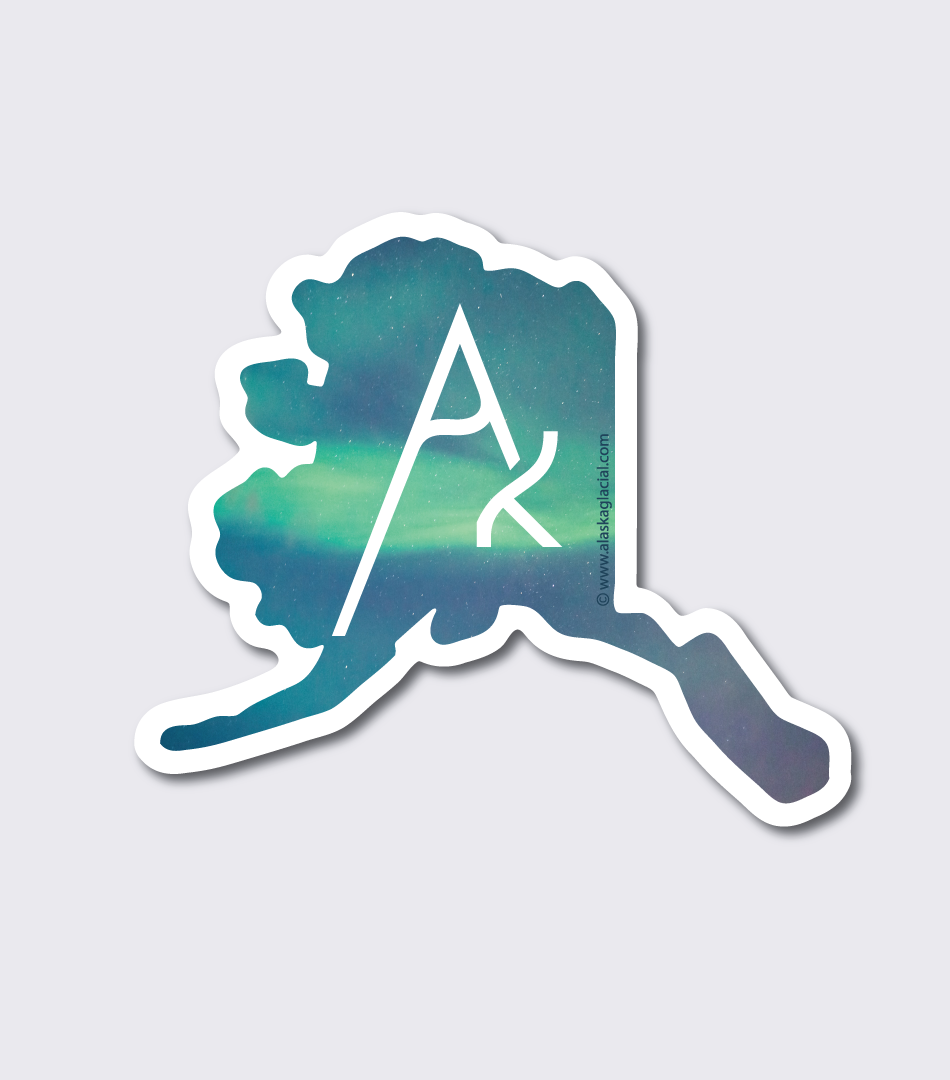AK sticker with HLGA - Aurora background
