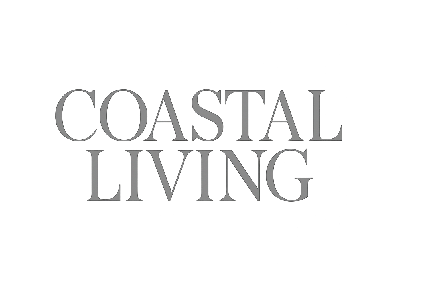 create an image with the Coastal Living magazine logo 150x75 pixels png file in medium gray with a clear background with a total size of 300x150 pixels