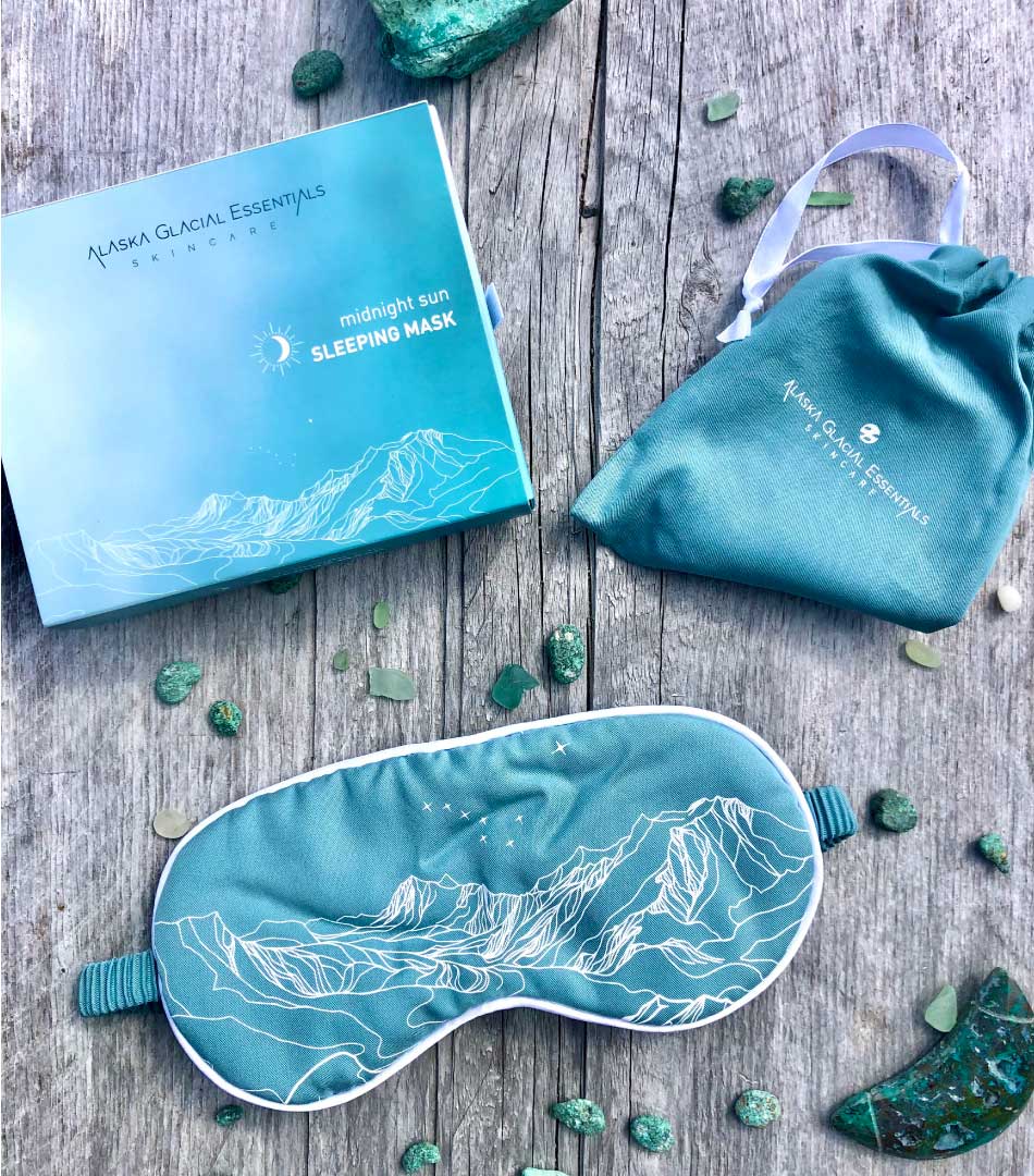 Sleeping Mask And Pouch In Turquoise